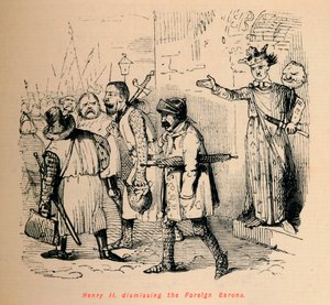Henrique II. demitindo os barões estrangeiros, c1860, c1860 de John Leech