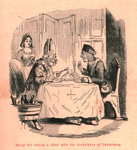 Henrique VII tomando uma costeleta com o arcebispo de Canterbury, 1897. de John Leech