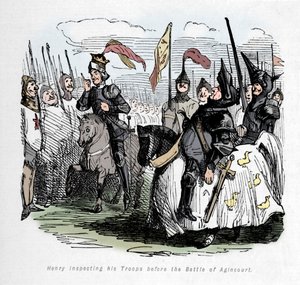 Henry inspecionando suas tropas antes da batalha de Agincourt, c1860, c1860 de John Leech