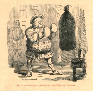 Henry praticando antes de desafiar Francis, 1897. de John Leech