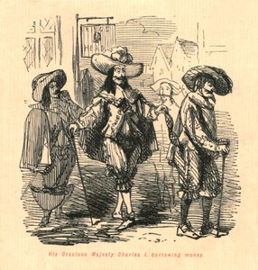 Sua Graciosa Majestade Carlos I, emprestando dinheiro, 1897. de John Leech