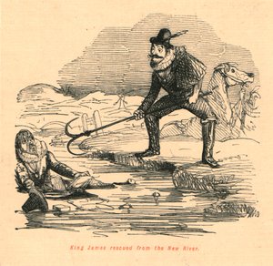 Rei James resgatado do rio New, 1897. de John Leech