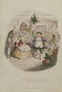 Mr Fezzywigs Ball, ilustração de A Christmas Carol de Charles Dickens (1812-1870), pub.1843 (gravura colorida à mão)