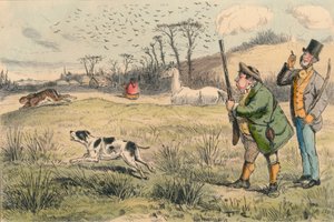 Sr. Jogglebury Crowdey com seu cachorro e sua arma, c1860s. de John Leech