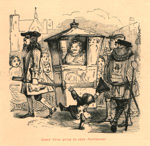 Rainha Anne vai abrir o Parlamento, 1897. de John Leech