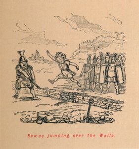 Remus pulando as muralhas, 1852 de John Leech