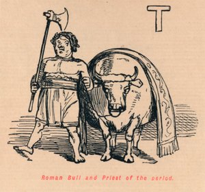 Touro Romano e Sacerdote do período, 1852 de John Leech