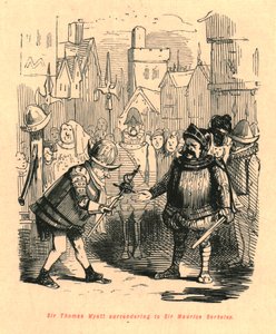 Sir Thomas Wyatt se rendendo a Sir Maurice Berkeley, 1897. de John Leech
