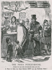 O Pious Public House, onde você pode comprar cerveja e gin adulterados de John Leech