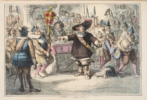 Tirar esse Bauble, Cromwell dissolver o Parlamento Longo, de The Comic History of England, pub. 1864 (gravura colorida à mão)