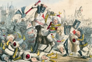 Combate fantástico entre Richard Coeur de Lion e Saladino de John Leech