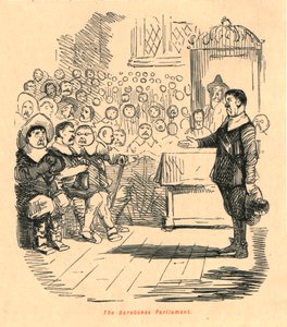 O Parlamento Barebones, 1897. de John Leech