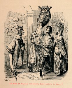 O duque de Borgonha apresenta a rainha Isabel a Henrique V, c1860, c1860 de John Leech