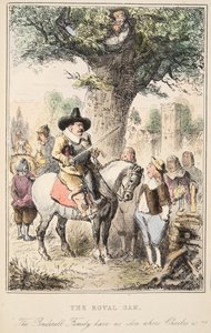 O Carvalho Real. A família Penderell não tem idéia de onde Charles está !!!, da The Comic History of England, pub. 1864 (gravura colorida à mão)