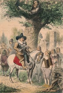 O carvalho real, a família Penderell não têm idéia de onde Charles está !!!, 1850 de John Leech