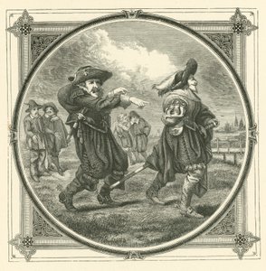 O corcunda não vê a sua própria corcunda, mas vê a do seu vizinho (gravura)