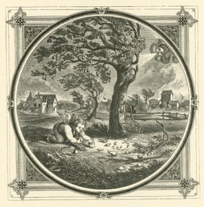 A pêra madura cai pronta para a mão (gravura) de John Leighton