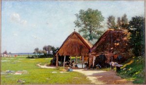 Lugar de lavagem, Normandia, c.1918 de John Leslie Thomson