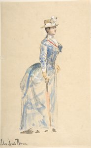 Mulher vestida de azul, século XIX.