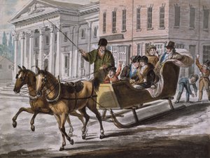 Cena de inverno na Filadélfia—O Banco dos Estados Unidos em segundo plano, 1811-ca. 1813.