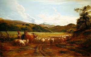 A Fine Evening After Rain, a Scene in Wales (óleo sobre painel) de John Linnell