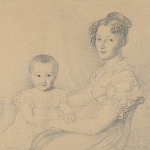 Retrato de uma mãe e filho, 1823. de John Linnell