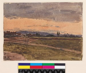 Recto: Sunset. Verso: Um esboço para o mesmo assunto, 1812 de John Linnell