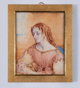 Jovem mulher com uma auréola dourada de John Linnell