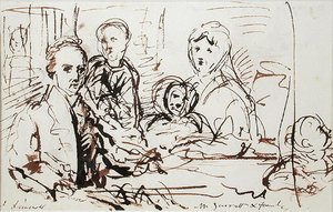 William Albin Garratt e Família, c.1830 (caneta e tinta sobre papel) de John Linnell