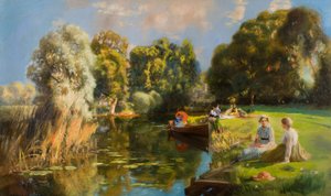 Um feriado de Verão (óleo sobre tela) de John Lochhead