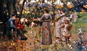 O Jardim de Verão (óleo sobre tela) de John Lochhead