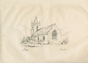 Igreja de Acton Trussell: litografia com caneta e tinta, séc. de John Louis Petit