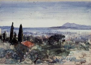 Olhando para baixo no porto de Toulon (wc) de John MacWhirter
