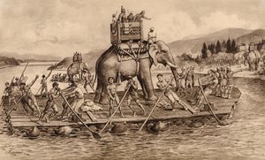Aníbal a atravessar o rio Ródano (litografia) de John Macfarlane
