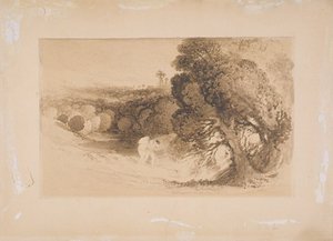 Expulsão do Éden (lavagem marrom no papel colocada no cartão) de John Martin