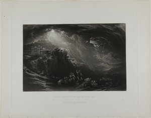Joshua comandando o sol para ficar parado, a partir de ilustrações da Bíblia de John Martin