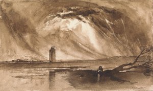 Paisagem com Torre e Tempestade de Aproximação de John Martin