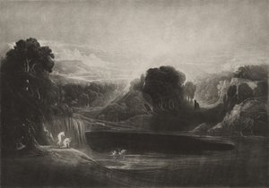 Paraíso - Adão e Eva - o Hino da Manhã, c.1827 (mezzotint) de John Martin