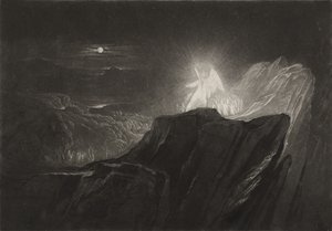 Os anjos que guardam o paraíso na noite, c.1827 (mezzotint) de John Martin