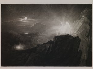Os Anjos Guardando o Paraíso à Noite, ilustração para “Paraíso Perdido” de John Milton, Livro 4, Linha 866 de John Martin