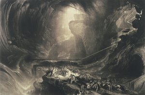 O dilúvio, 1828 (mezzotint com gravura) de John Martin