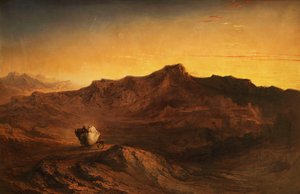 A fuga para o Egito - quando ele se levantou, levou a criança e sua mãe à noite e partiu para o Egito. - Mateus II, 14, 1842 de John Martin