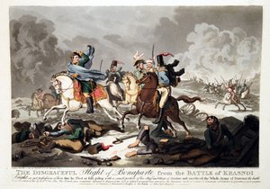 O Vôo de Bonaparte da Batalha de Krasnoi (Krasnoje) 1812 - Wright, John Massey (1777-1866) - 1814 - Aquatint - 42,1x57,5 - Coleção Privada
