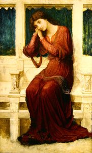 Quando chega o Verão, as rosas florescem em Vain, c.1910 (óleo sobre tela) de John Melhuish Strudwick