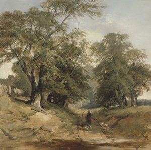 Uma paisagem com um cavaleiro, c.1850 (óleo sobre tela)