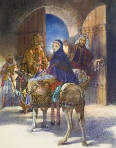O Conto da Estalajadeira: Maria e José chegam a Belém (guache sobre papel) de John Millar Watt