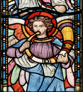 Anjo soprando uma corneta, 1861 (vitral)
