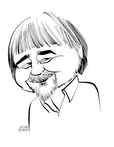 Caricatura de Alan Bleasdale, dramaturgo inglês de televisão: b de John Minnion
