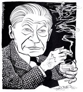 Arthur Koestler, caricatura de John Minnion