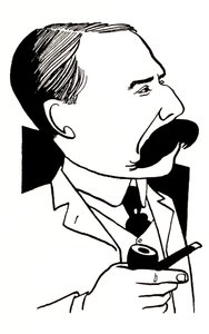 Edward Elgar - caricatura com o cachimbo na mão de John Minnion